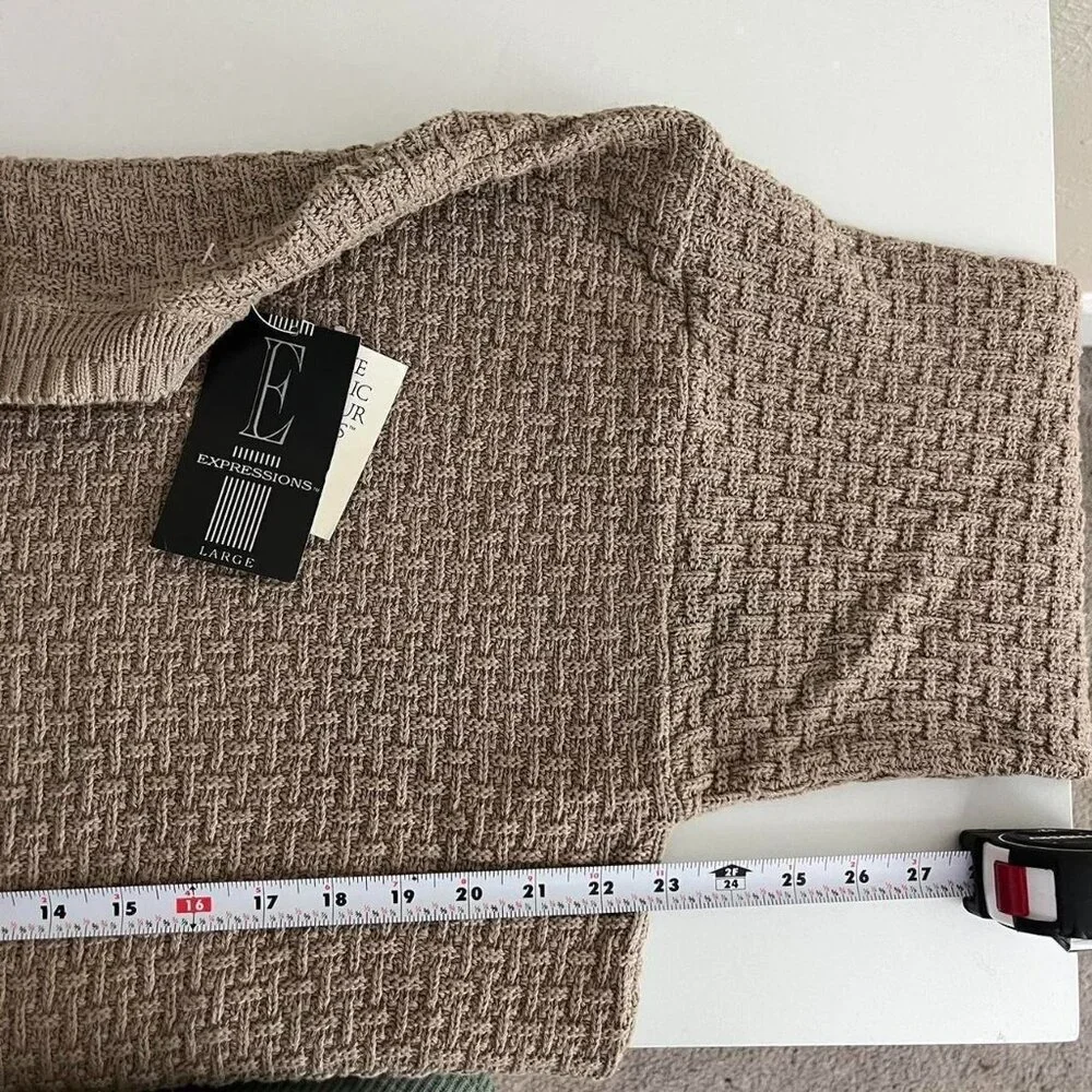 vintage 90s beige indie skater elevated basic cotton knit sweater